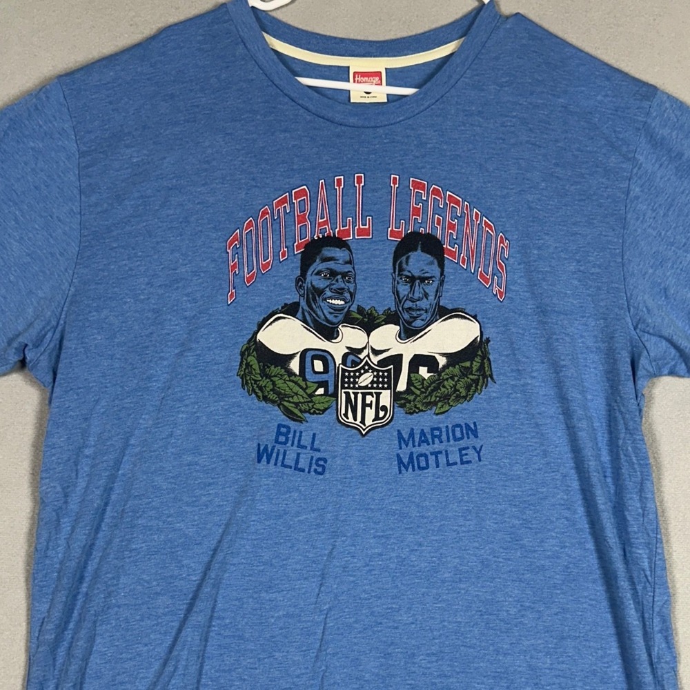 Homage T-Shirt Mens 2XL Football Legends Blue NFL Bill Willis Marion Motley EUC